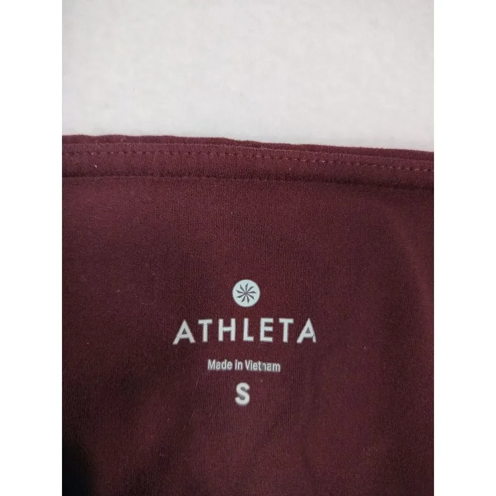 Athleta‎ Leggings Women's Small Maroon Salutation Crop Capri Athleisure Athletic
